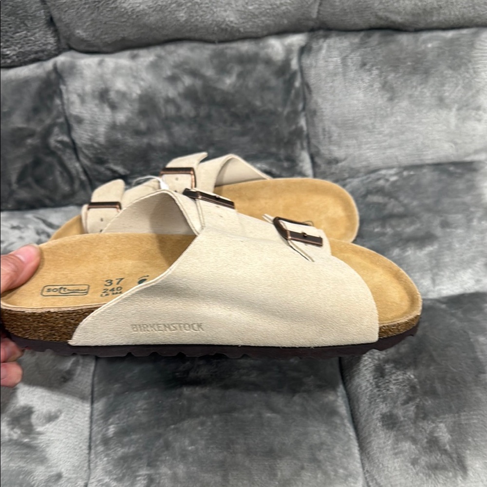 Birkenstock Cream Slide Sandals